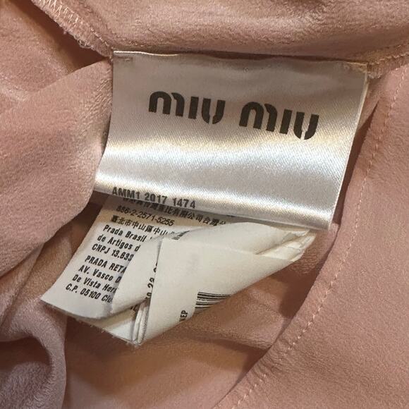 Miu Miu Silk Blouse sz 42 Peter Pan Collar Cottagecore dainty - Picture 5 of 11